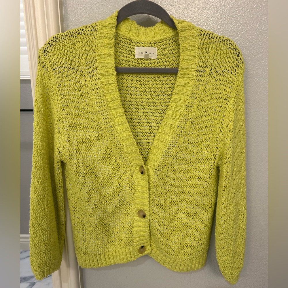 Lou & Grey Bright Green Cardigan Sweater